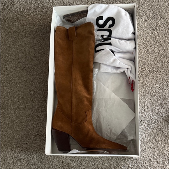 SCHUTZ Shoes - Schutz Maine Up Suede Boot in Pecan Brown